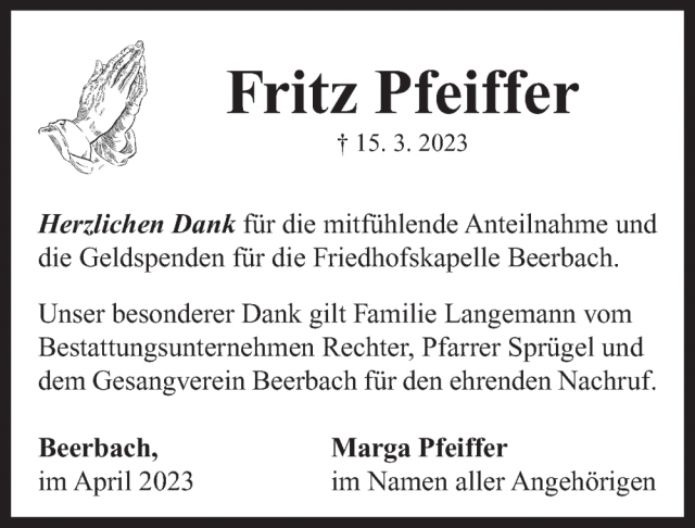 Danksgung Fritz Pfeiffer