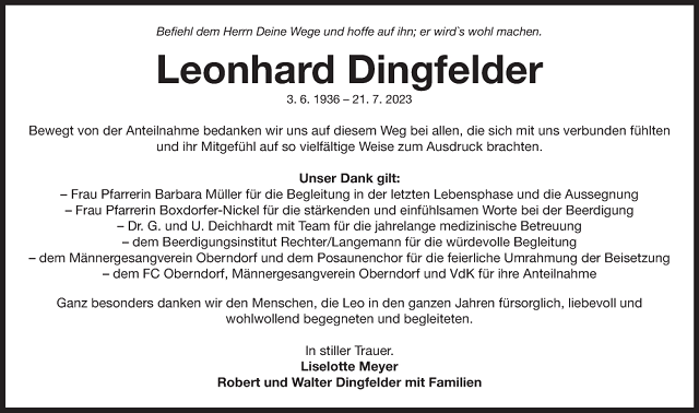 Danksagung Leonhard Dingfelder
