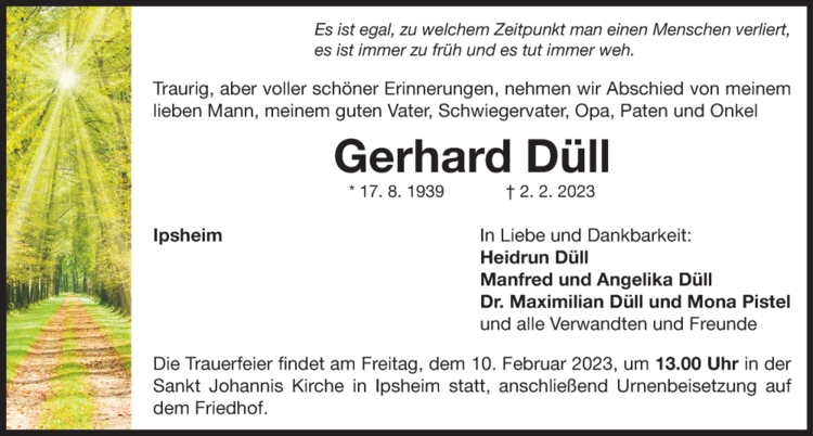 Traueranzeige Gerhard Düll