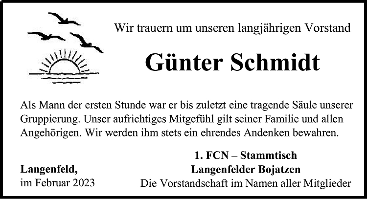 Nachruf Günter Schmidt