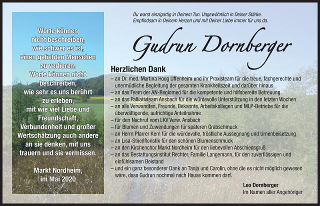 Danksgung Gudrun Dornberger