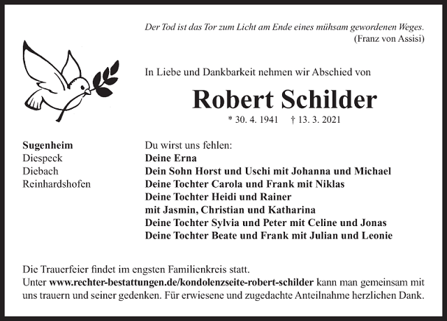 TRaueranzeige Robert Schilder