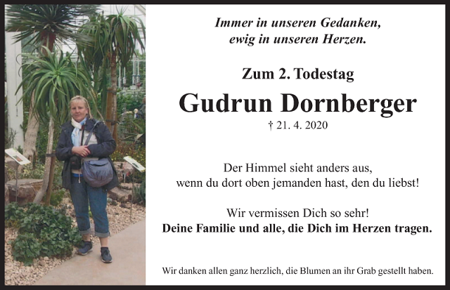 Gudrun Dornberger 2. Todestag