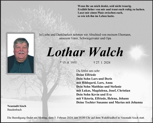 Lothar Walch Traueranzeige